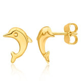 9ct Yellow Gold Silver Filled Dolphin Stud Earrings