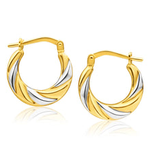 Load image into Gallery viewer, 9ct Yellow Gold Silver Filled Two Tone Twist Hoop Earrings