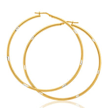 Load image into Gallery viewer, 9ct Yellow Gold Silver Filled 60mm Hoop Earrings with white cut features