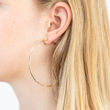 Load image into Gallery viewer, 9ct Yellow Gold Silver Filled 60mm Hoop Earrings with white cut features