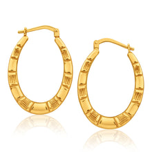 Load image into Gallery viewer, 9ct Yellow Gold Silver Filled Oval Bamboo Style 13mm Hoop Earrings