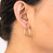 Load image into Gallery viewer, 9ct Yellow Gold Silver Filled Oval Bamboo Style 13mm Hoop Earrings