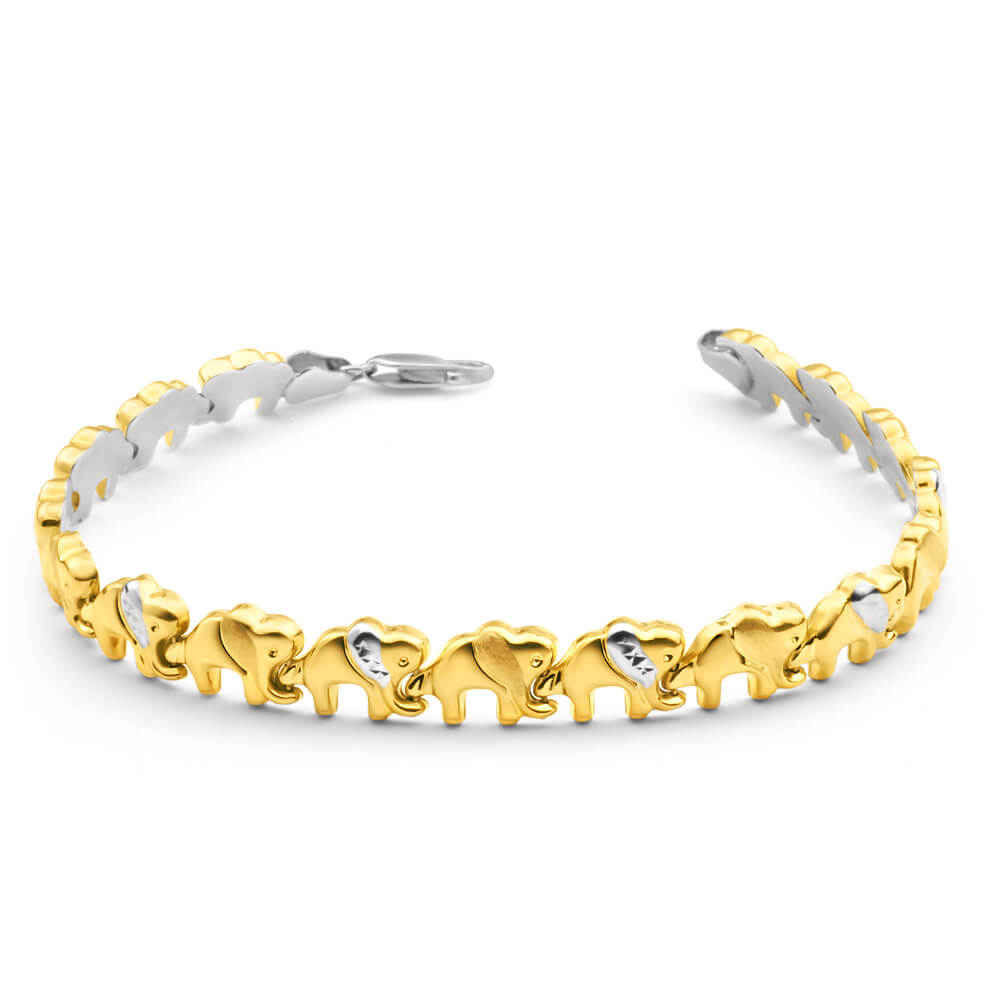 9ct Yellow Gold Silver Filled Elephant Fancy Bracelet