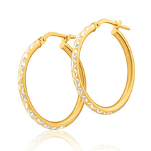Load image into Gallery viewer, 9ct Yellow Gold Silver Filled Two Tone 20mm Hoop Earrings