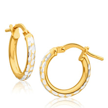 Load image into Gallery viewer, 9ct Yellow Gold Silver Filled 10mm Hoop Earrings With Diamond Cut Feature