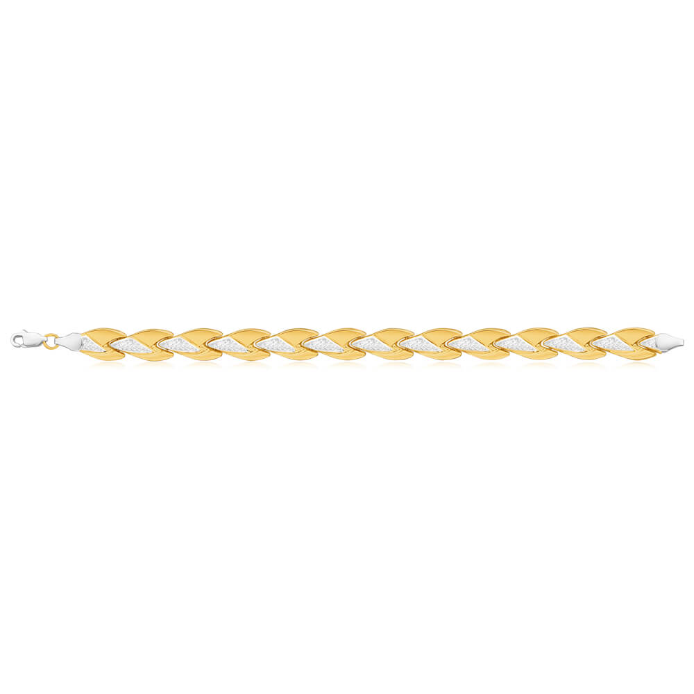 9ct Yellow Gold Silver Filled Lovely Fancy 19cm Bracelet