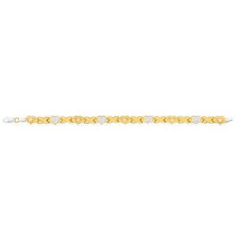9ct Yellow Gold Silver Filled Heart Fancy 19cm Bracelet