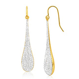 9ct Yellow Gold Silver Filled Crystal 40mm Bomber Drop Earrings