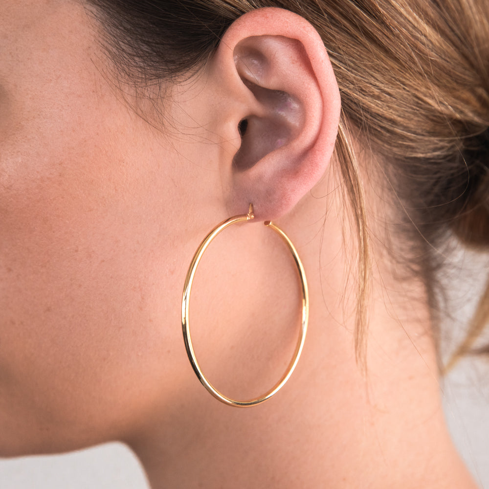 Amazon.com: SPOINT 14K Gold Hoop Earrings for Women Earrings Gold, Large  Gold Hoop Earrings, Round-edge Design, Minimalist Gold Hoops Earrings for  Women Sensitive Ears Hypoallergenic,Gold Jewelry hoop Earrings for Women  35mm: Clothing,