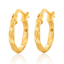 Load image into Gallery viewer, 9ct Yellow Gold Silver Filled Twist 10mm Hoop Earrings