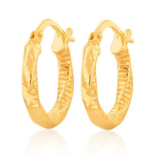 Load image into Gallery viewer, 9ct Yellow Gold Silver Filled Fancy Twist Hoop Earrings