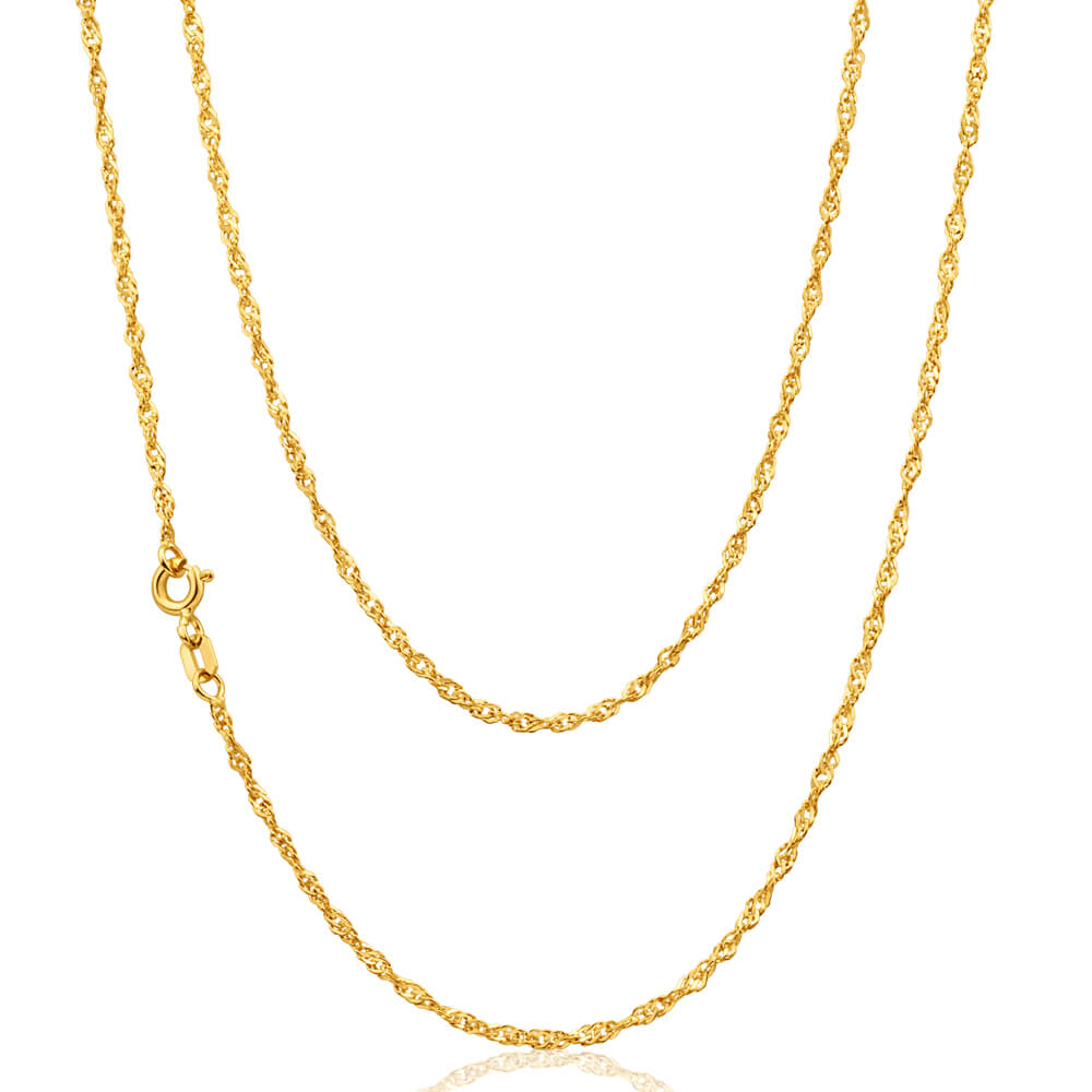 9ct Yellow Gold Silver Filled Singapore 45cm Chain30 Gauge