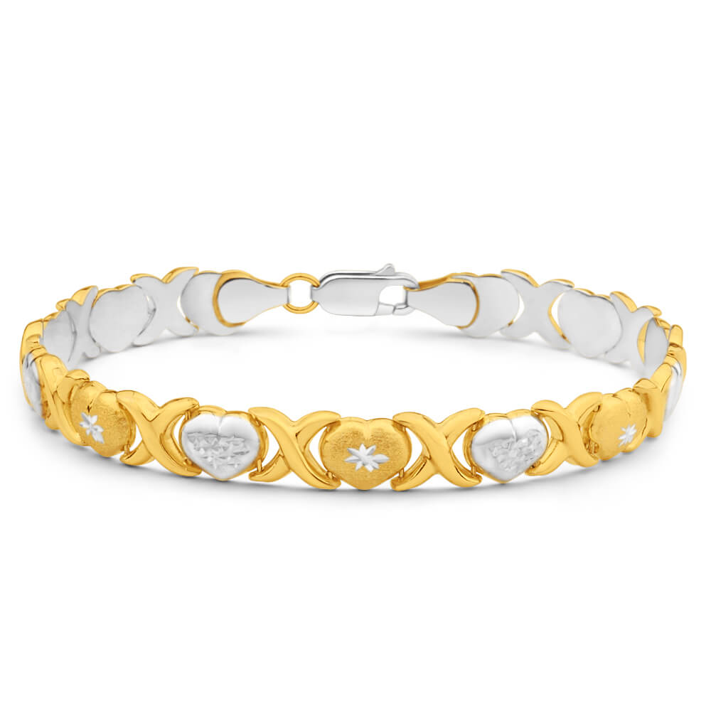 9ct Yellow Gold Silver Filled 19cm Cute Fancy Bracelet