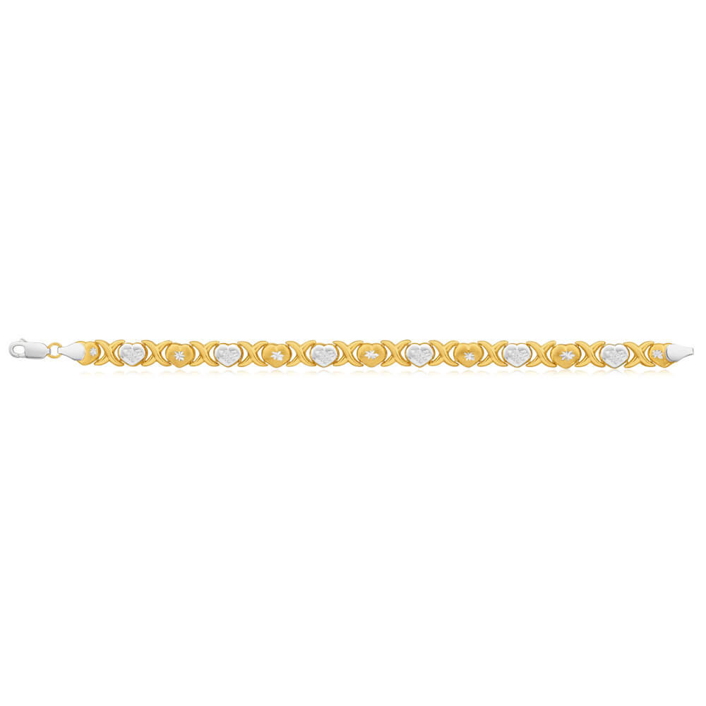 9ct Yellow Gold Silver Filled 19cm Cute Fancy Bracelet