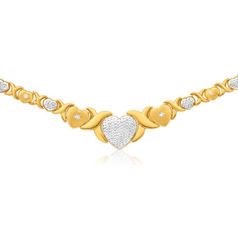 9ct Yellow Gold Silver Filled Heart 45cm Fancy Chain