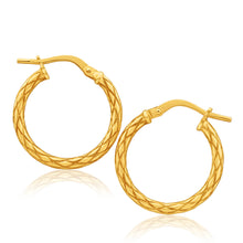 Load image into Gallery viewer, 9ct Yellow Gold Silver Filled Patterned 15mm Hoop Earrings