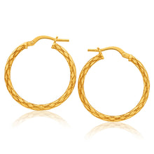 Load image into Gallery viewer, 9ct Yellow Gold Silver Filled Patterned 20mm Hoop Earrings