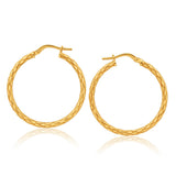 9ct Yellow Gold Silver Filled Patterned 25mm Hoop Earrings