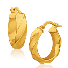 Load image into Gallery viewer, 9ct Yellow Gold Silver Filled 4mm Wide Twist 13mm Hoop Earrings Erian