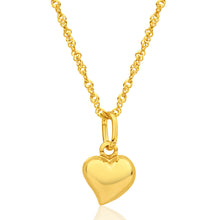 Load image into Gallery viewer, 9ct Yellow Gold Silver Filled Heart Pendant With 45cm Chain