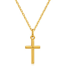 Load image into Gallery viewer, 9ct Yellow Gold Silver Filled Barrel Cross 17mm Pendant