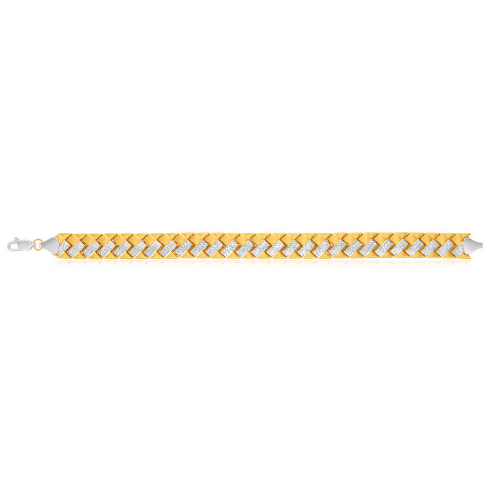 9ct Yellow Gold Silver Filled 19cm Fancy Bracelet