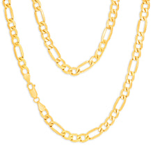 Load image into Gallery viewer, 9ct Yellow Gold Silver Filled 55cm Figaro Chain 150 Gauge