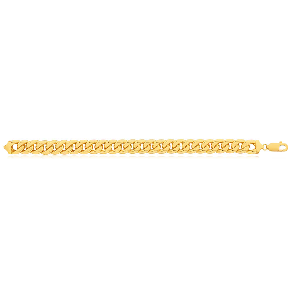 9ct Yellow Gold Silver Filled Concave 21cm Curb Bracelet