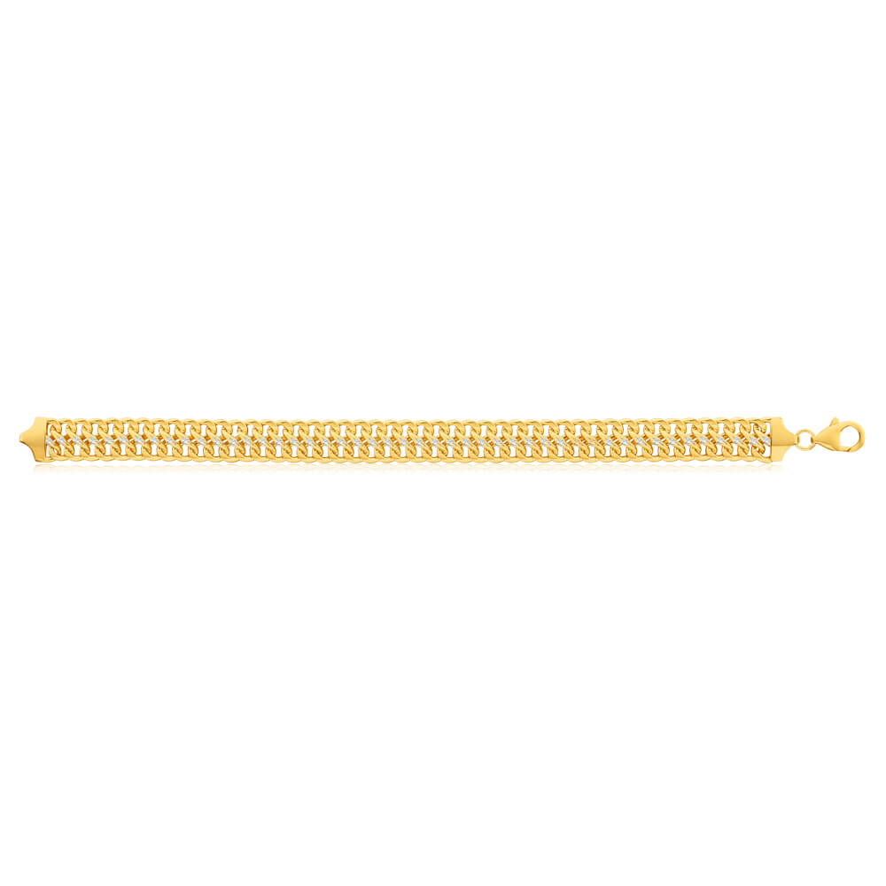 9ct Yellow Gold Silver Filled Mesh Figure 8 Two Tone 19cm Fancy Bracelet