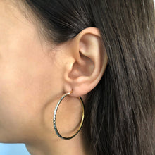 Load image into Gallery viewer, 9ct Yellow Gold Silver Filled 40mm Hoop Earrings with diamond cut feature