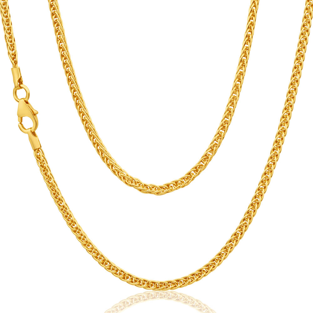 9ct Yellow Gold Silver Filled Wheat Sq 45cm Chain
