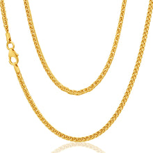 Load image into Gallery viewer, 9ct Yellow Gold Silver Filled Wheat Sq 45cm Chain