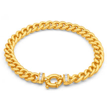 Load image into Gallery viewer, 9ct Yellow Gold Silver Filled Cubic Zirconia 20cm Curb Bracelet