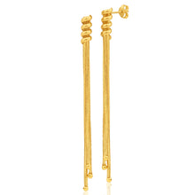Load image into Gallery viewer, 9ct Yellow Gold Silver Filled Fancy Graduated Three String Drop Earrings