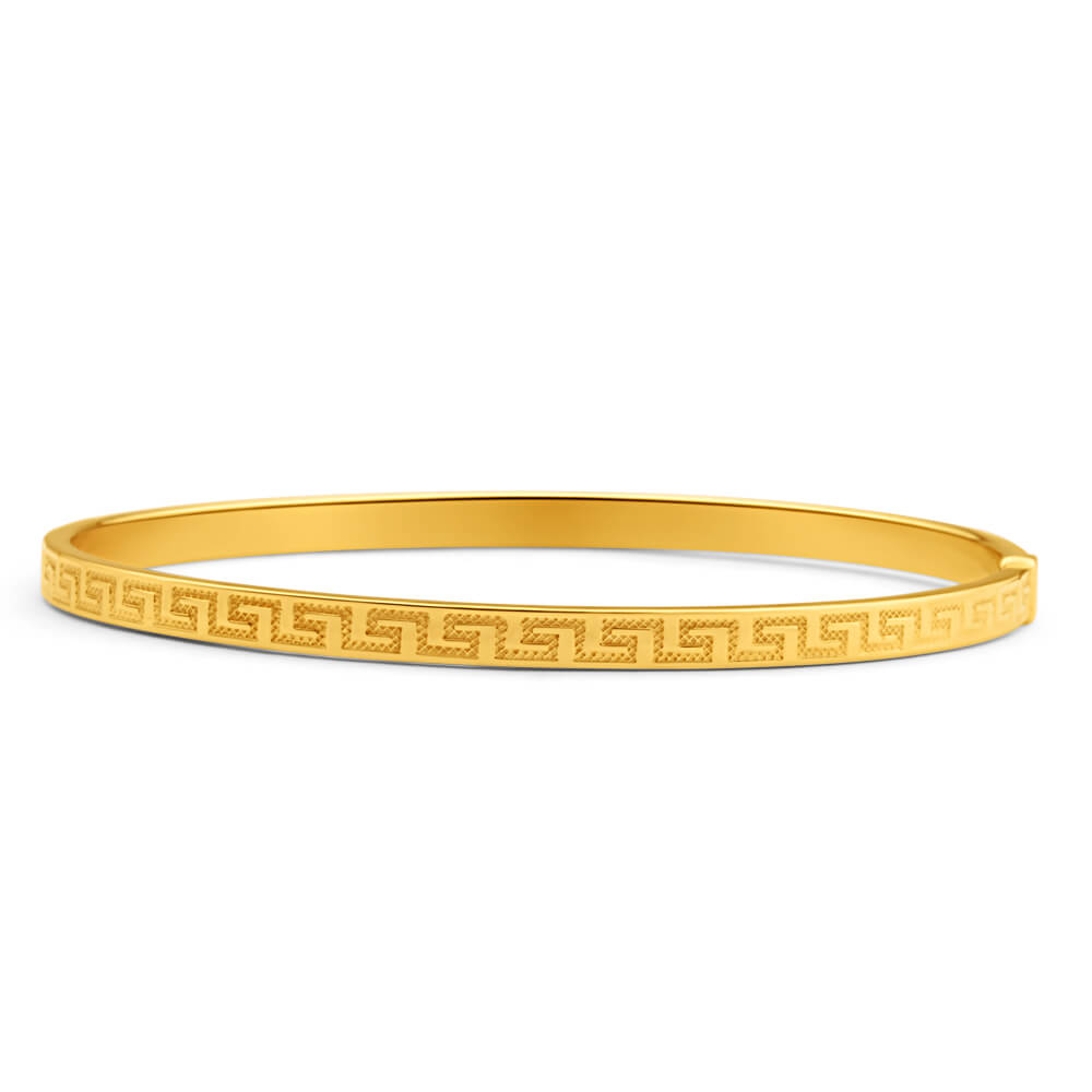 9ct Yellow Gold Silver Filled Greek Key Bangle