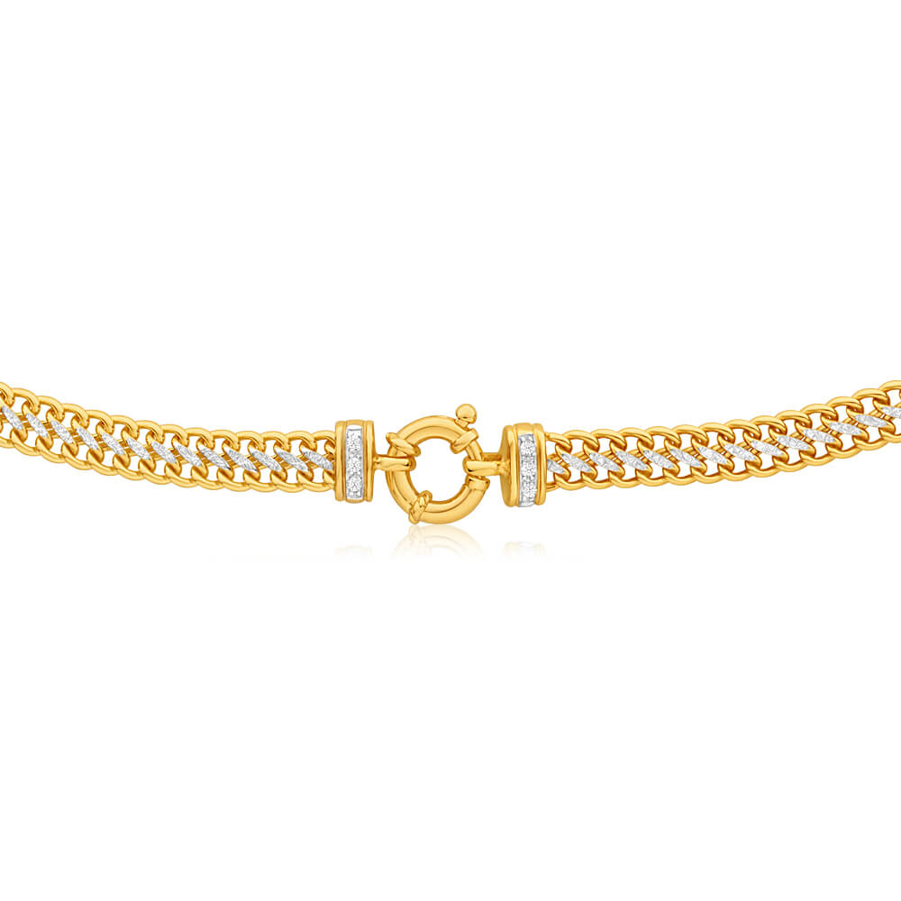 9ct Yellow Gold Silver Filled Cubic Zirconia Mesh Chain