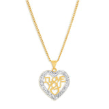 9ct Yellow Gold Silver Filled Crystal I Love You Heart Pendant