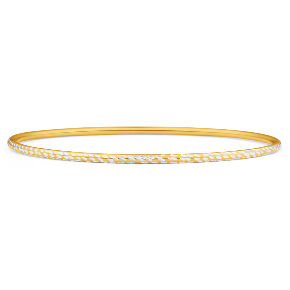 9ct Yellow Gold Silver Filled 2mm By 65mm Bangle