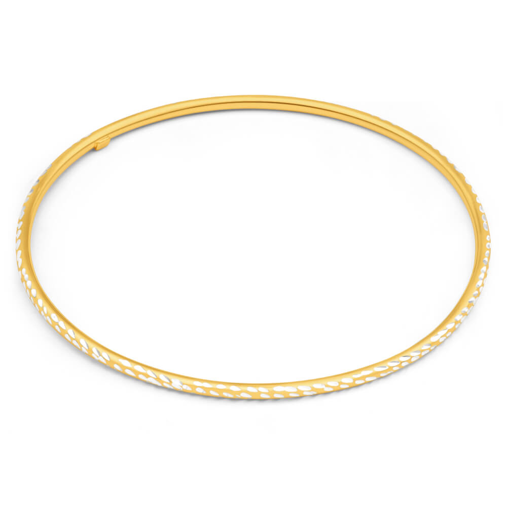 9ct Yellow Gold Silver Filled 2mm By 65mm Bangle