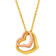 Load image into Gallery viewer, 9ct Yellow Gold Silver Filled Open Hearts Pendant With 45cm Chain