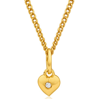 9ct Yellow Gold Silver Filled Diamond Heart Pendant