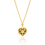 9ct Yellow Gold Silver Filled Diamond Set Heart Shaped Filigree Locket