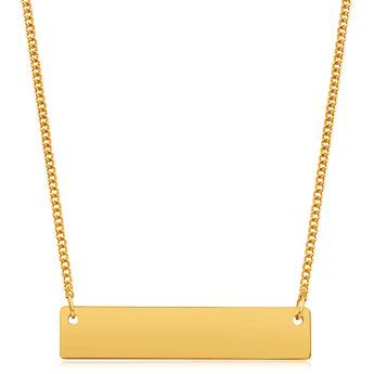 9ct Yellow Gold Silver Filled Bar Pendant With 45cm Chain
