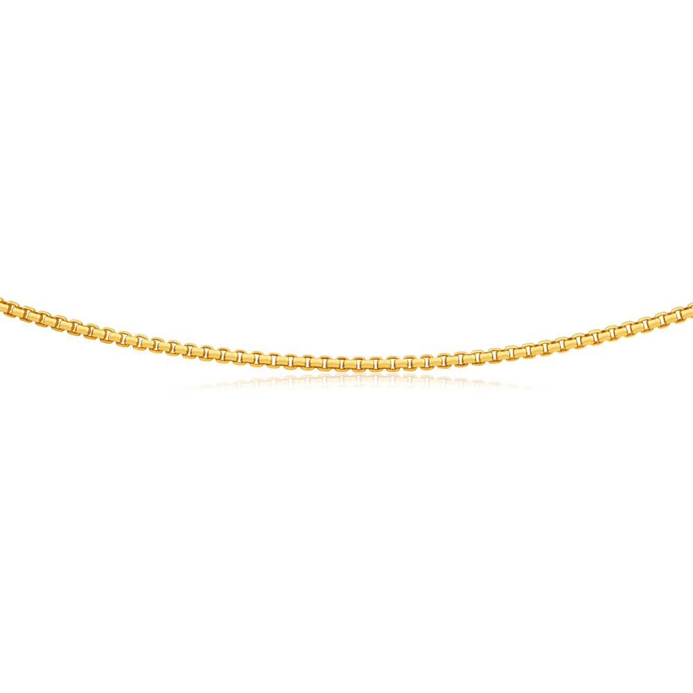 9ct Yellow Gold Silver Filled Box link 40gauge 45cm chain