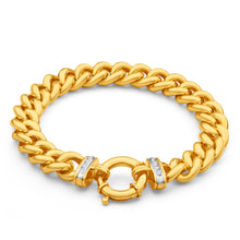 Load image into Gallery viewer, 9ct Yellow Gold Silver Filled Cubic Zirconia Curb Bracelet