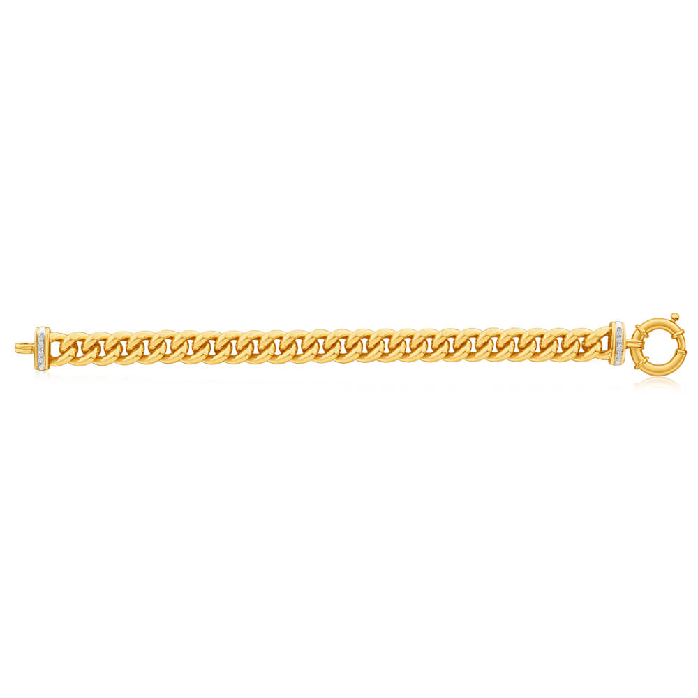 9ct Yellow Gold Silver Filled Cubic Zirconia Curb Bracelet