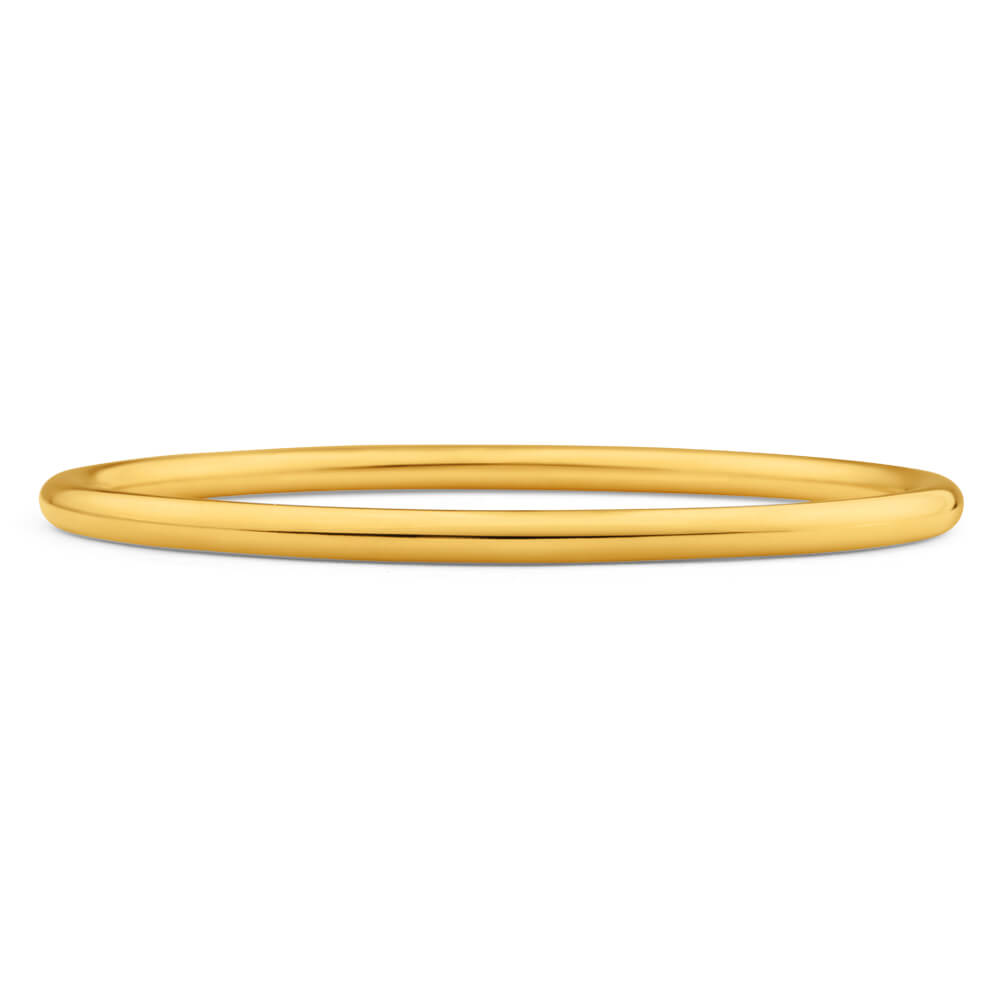 9ct Gold Silver Filled 65mm Bangle Yellow 4mm Thick