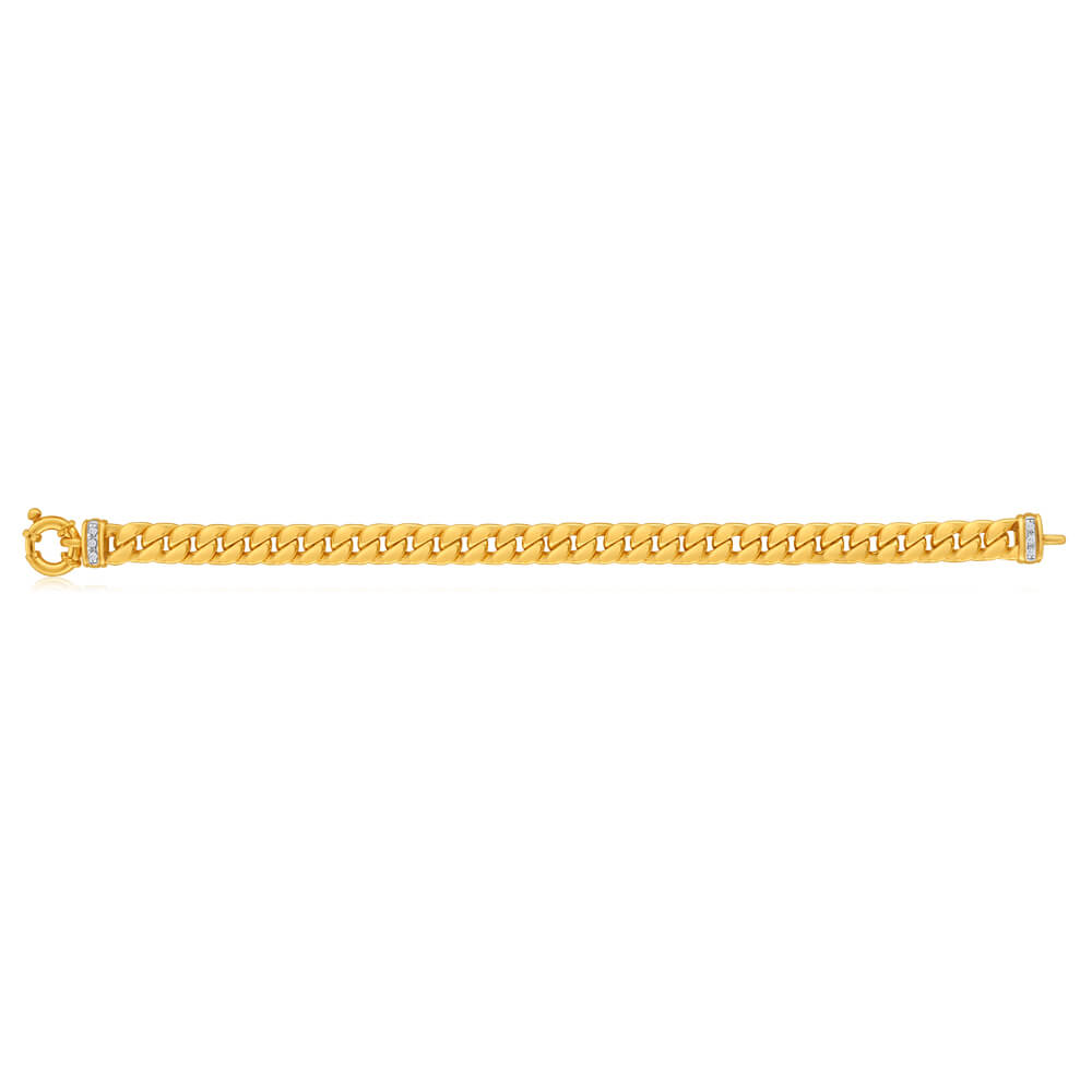 9ct Yellow Gold Silver Filled Zirconia Curb Bracelet