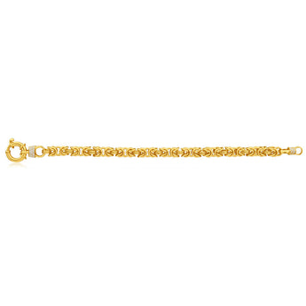 9ct Yellow Gold Silver Filled Zirconia Byzantine Bracelet