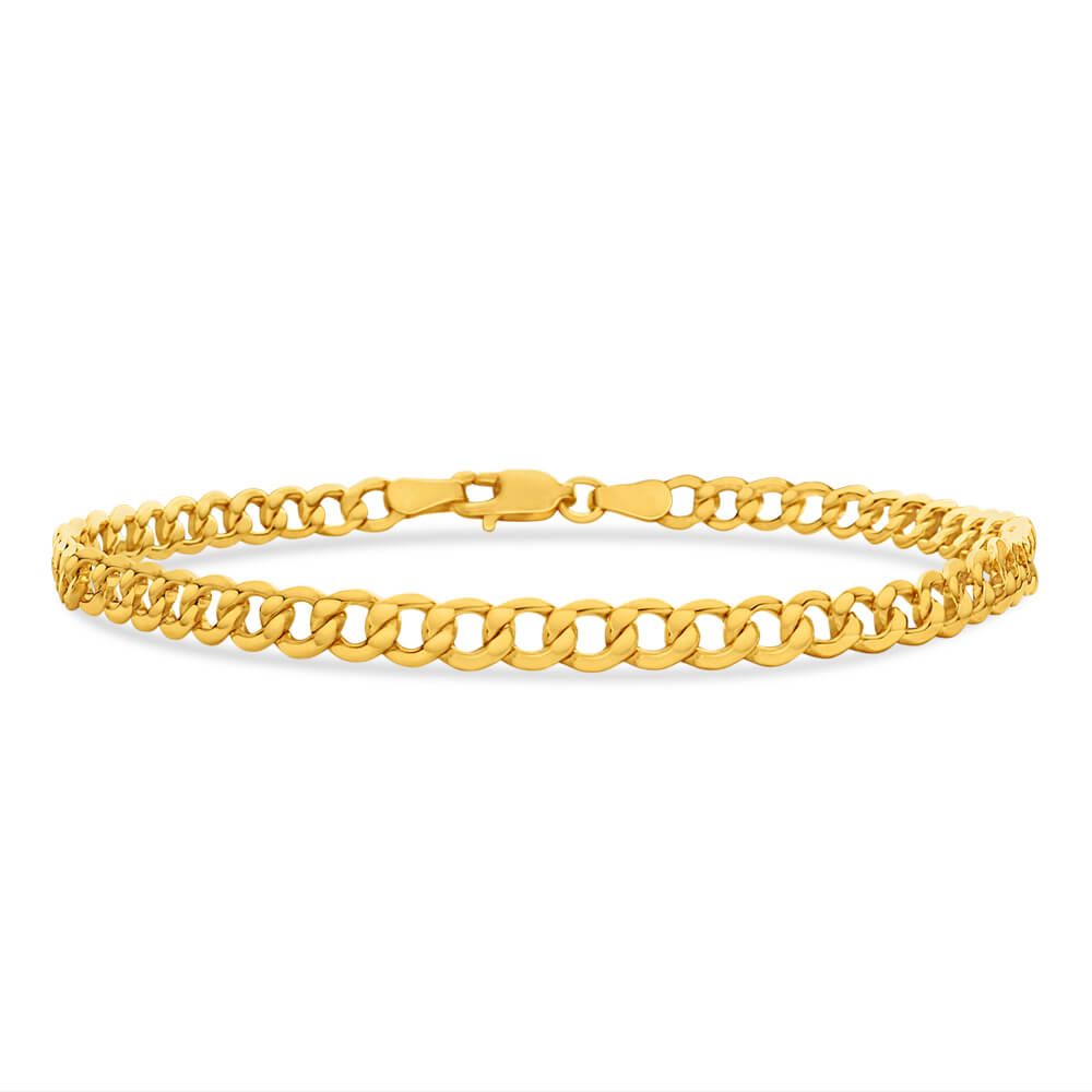 9ct Yellow Gold Silver Filled Flat 21cm Curb Bracelet